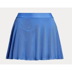 RLX RALPH LAUREN EYELET FLARE INTERLOCK XLARGE SKORT 17” Long BLUE GOLF TENNIS